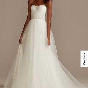 Brand NEW wedding dress- Pleated Bodice Tulle Strapless Wedding Dress